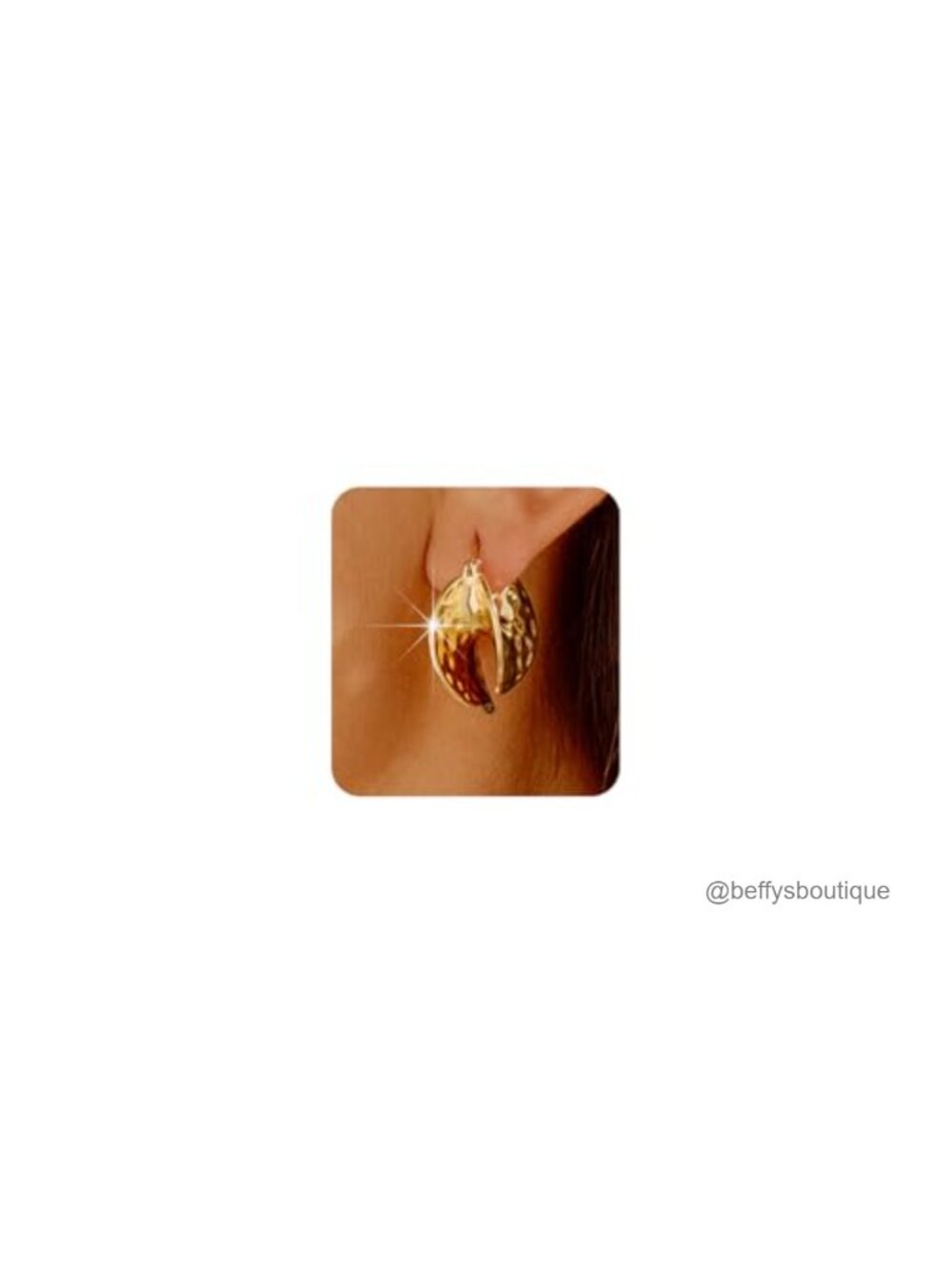 Hand Hammered Gold Plated Hoop Earrings Snap Closure Lightweight